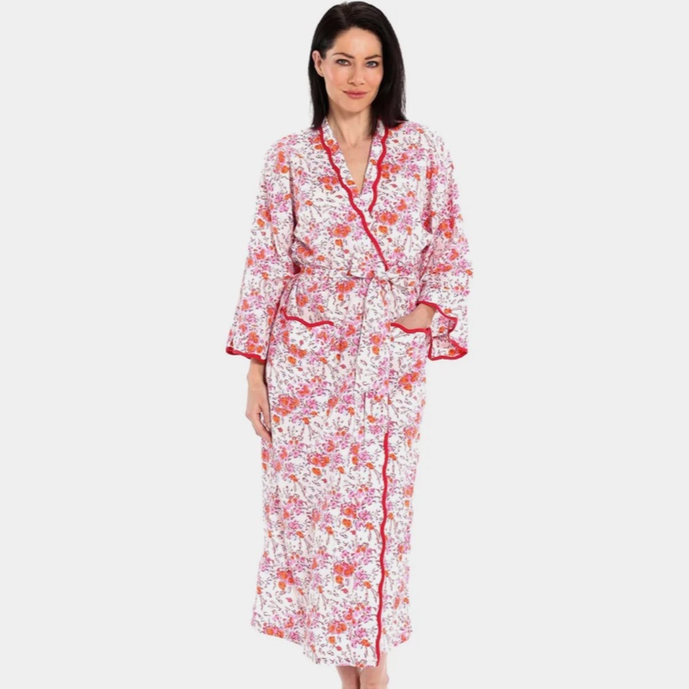 Heidi Carey pink floral kimono robe